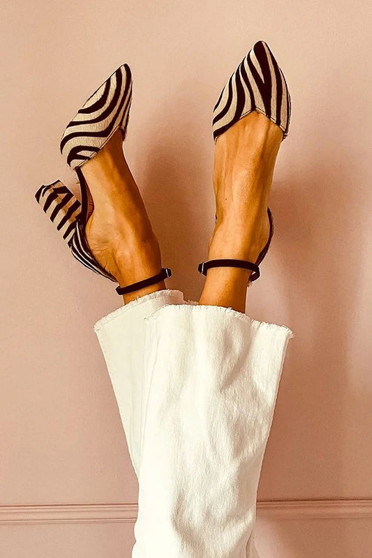 ALESSIA | ZEBRA PRINT POINTED COURT SHOES MET ENKELRIEM