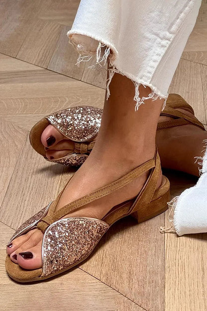 LUCREZIA | Elegante Glitter Sandalen met Lage Zool voor een Chic en Comfortabel Uiterlijk