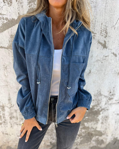 Danna | Cordjack met capuchon en rits