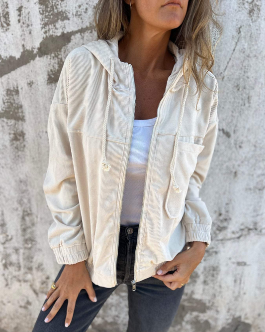 Danna | Cordjack met capuchon en rits