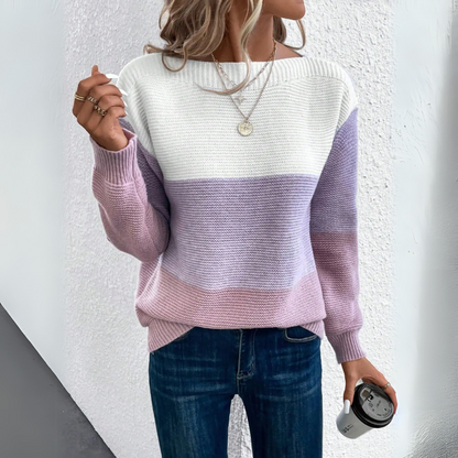 Clara | Elegante driekleurige patchwork-trui