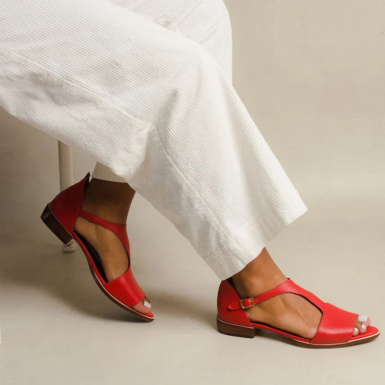 ALBINA | Elegante open teen platte sandalen met band voor een verfijnde uitstraling