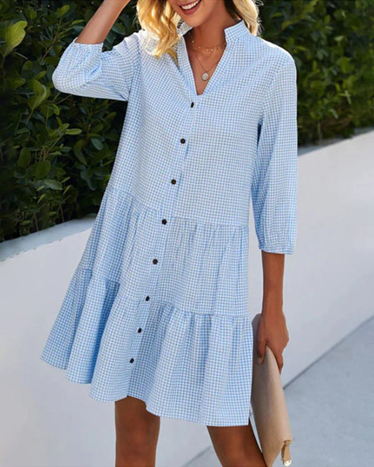 Venice | Blauwe button-down jurk
