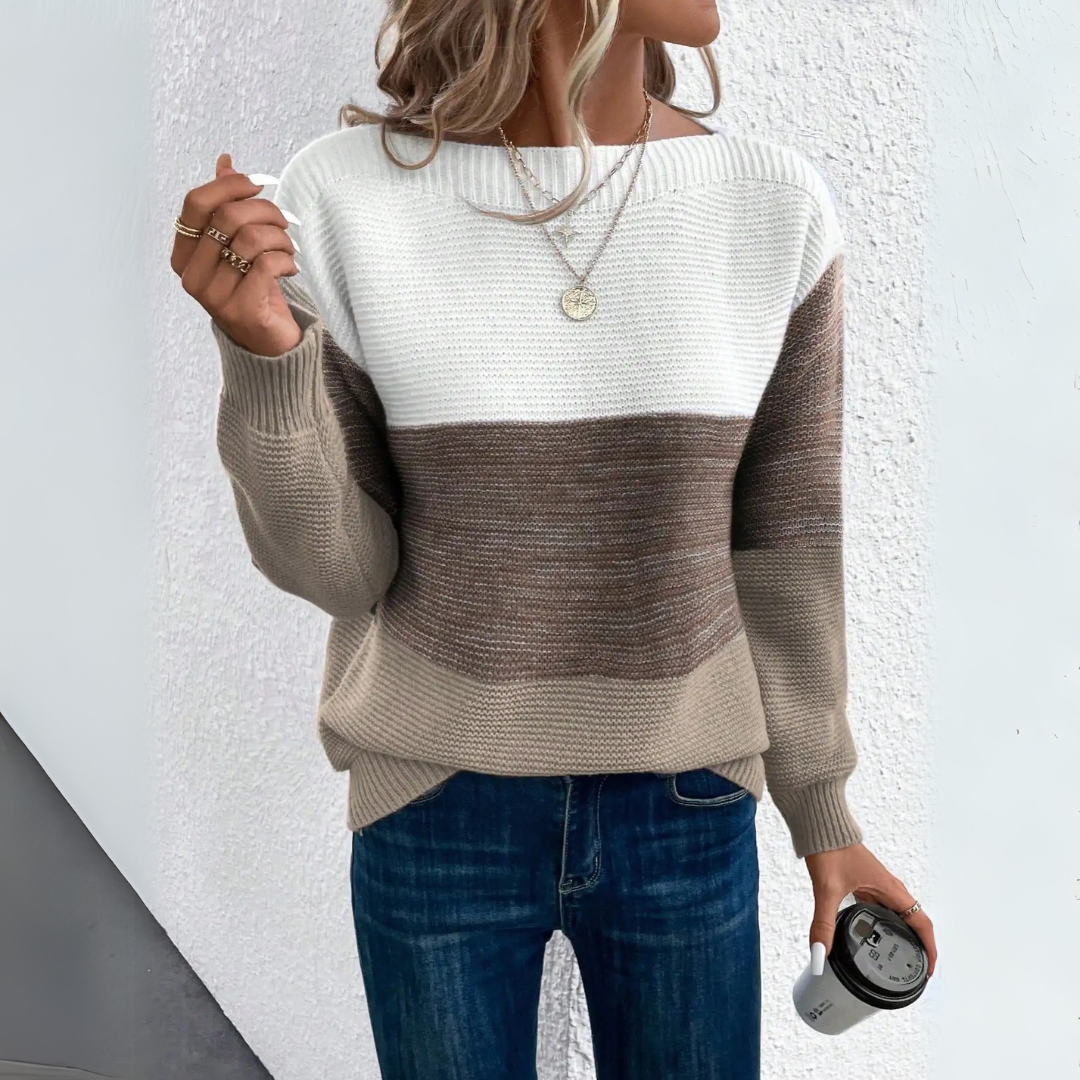 Clara | Elegante driekleurige patchwork-trui