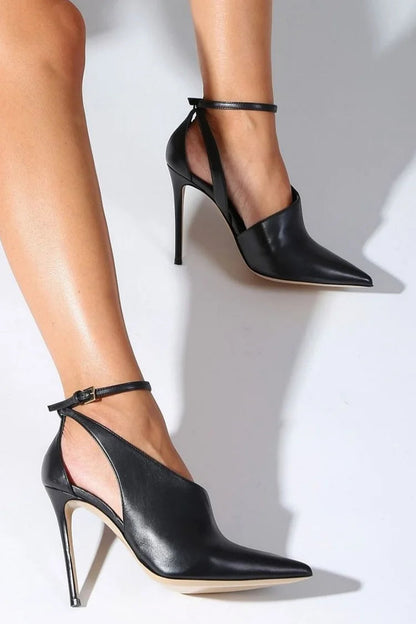 FLAVIA | POINTED TOE COURT SHOES MET ENKELRIEM