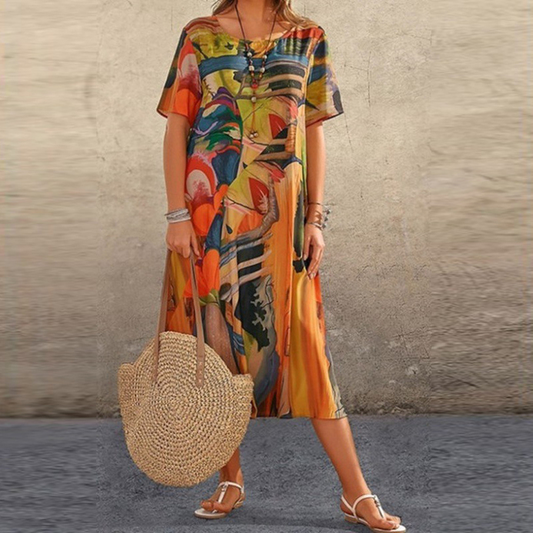 Serafina | Elegante midi-jurk met abstract print
