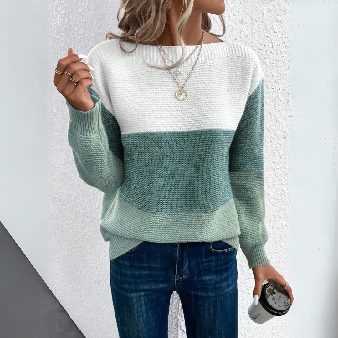 Clara | Elegante driekleurige patchwork-trui
