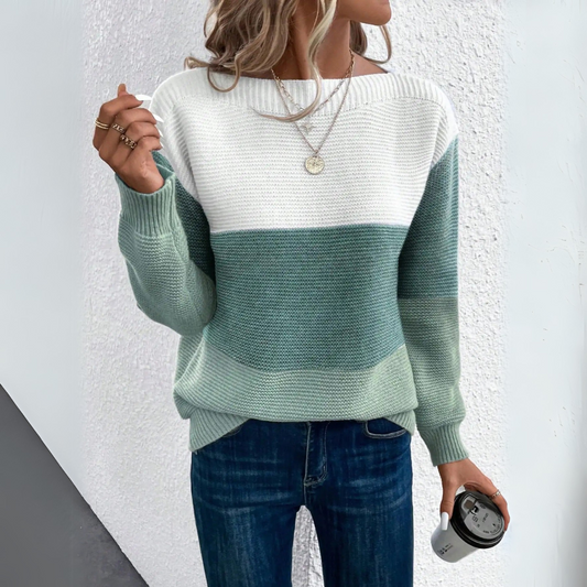 Clara | Elegante driekleurige patchwork-trui