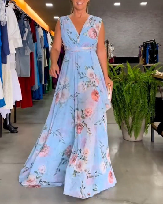 Mina | Zomer charme mouwloze bloemenjurk