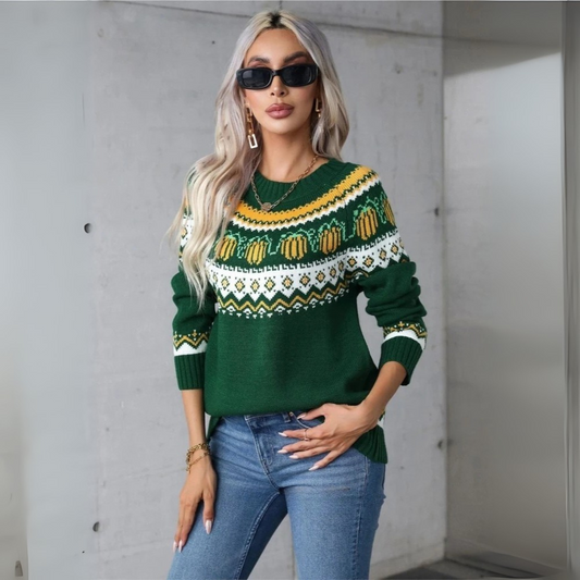 Lia | Casual Print Gebreide Trui