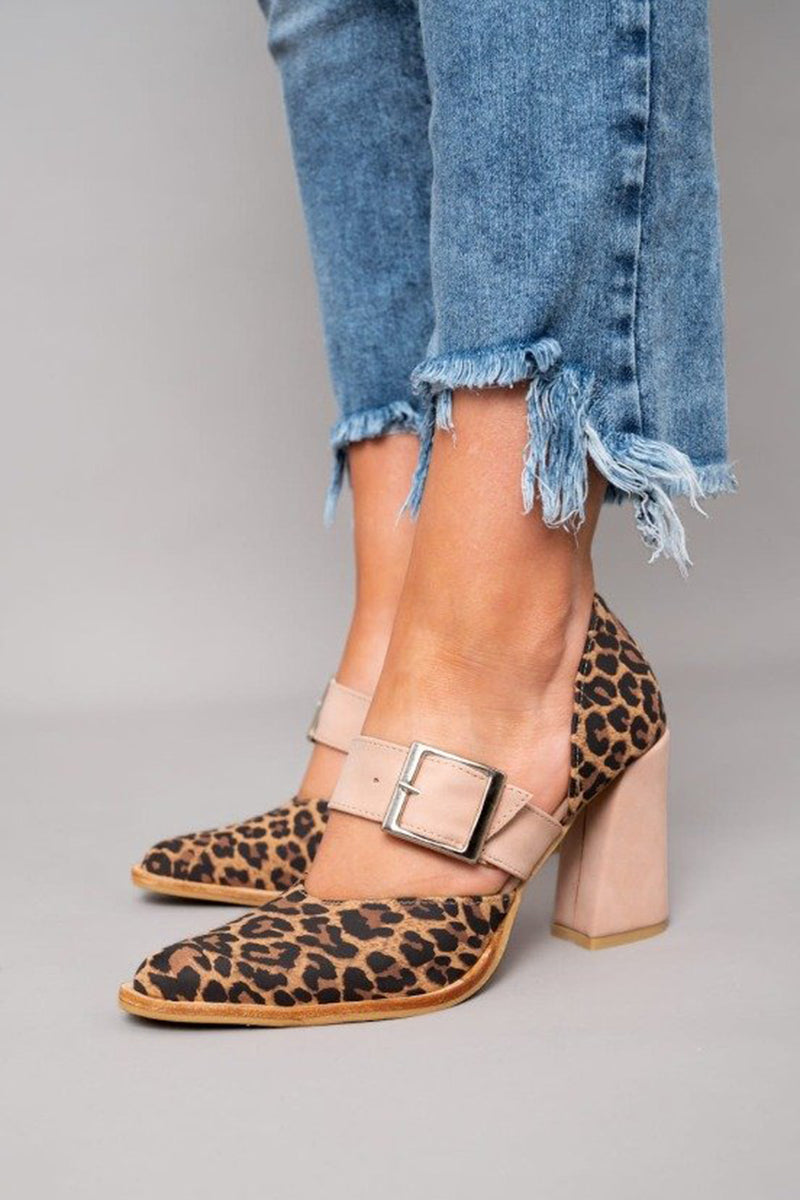 Avano™ | Elegante lederen sandalen met luipaardprint, met een stabiele hak en superieur comfort