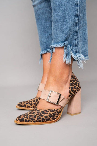 Avano™ | Elegante lederen sandalen met luipaardprint, met een stabiele hak en superieur comfort