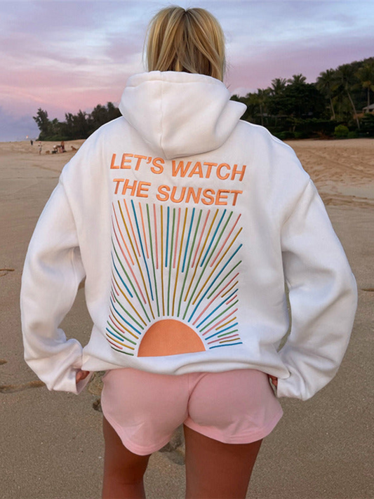 Ophelia | Relaxte hoodie met zonsondergang-print