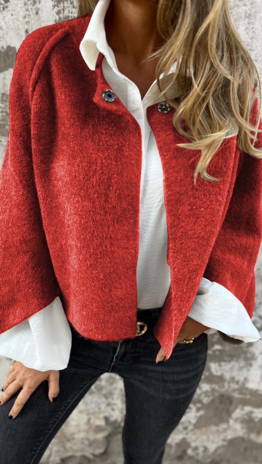 BEA | Wol-Damesmantel met ronde hals en lange mouwen