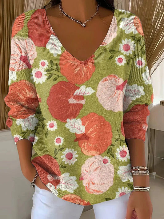 Tahlia | Kleurrijke Trui met V-Hals