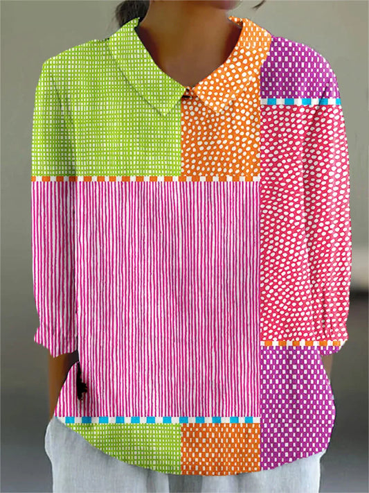 Elle | Vintage Kleurige Blouse