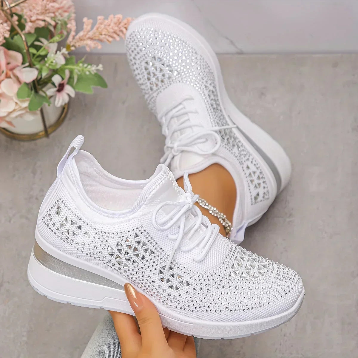 Giselle – Orthopedische Sneakers met Sprankelende Strassstenen
