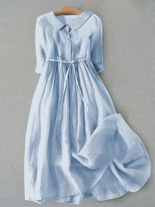 Lux - Elegante Halve Mouw Knoop Taille Jurk