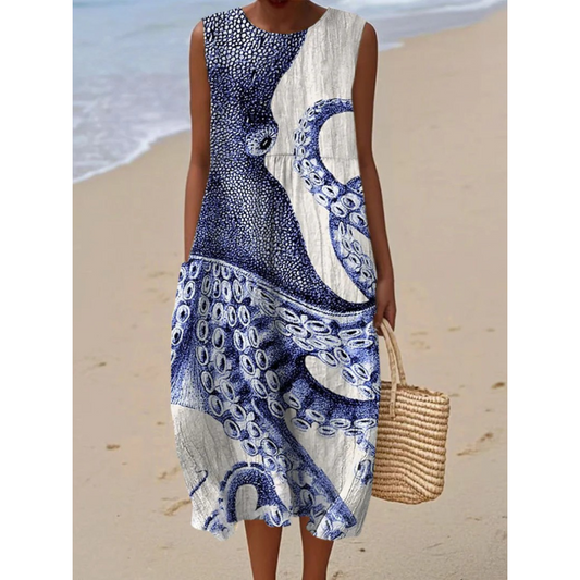 Coralyn – Ocean Muse Mouwloze Jurk
