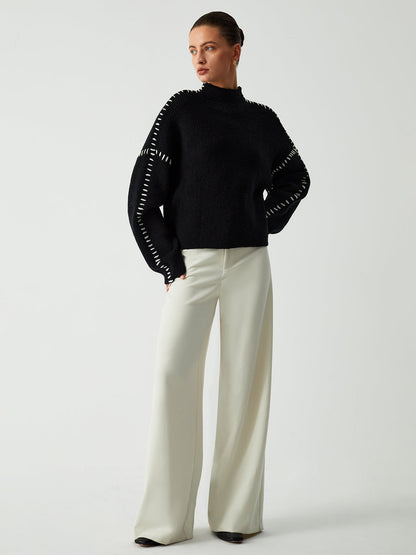Alma | Oversized-Dolcevita-Trui met Piqué-Details