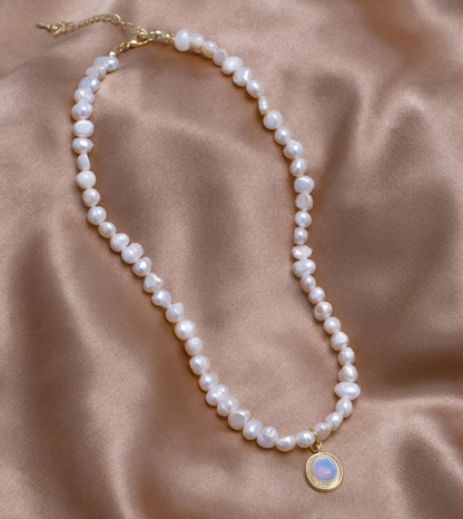 Kralenketting met Maansteen in Goud