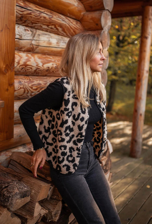 Anja | Vest met luipaardprint