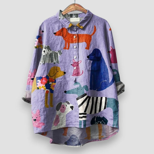 Wendy | Blouse met hondenprint