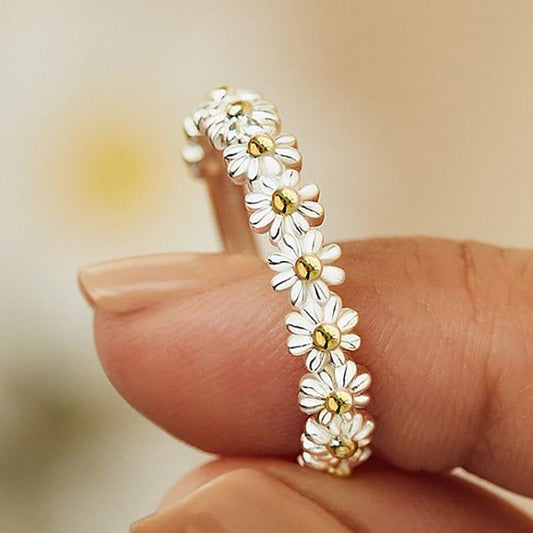 Verstelbare Zilveren Ring met Margriet