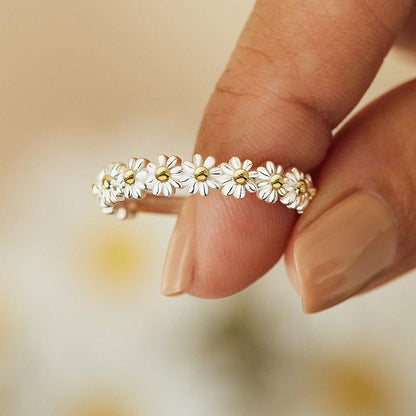 Verstelbare Zilveren Ring met Margriet