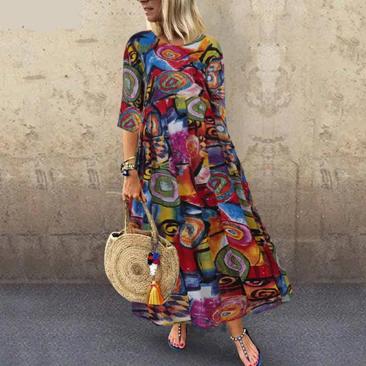 Hayden | Elegante maxi-jurk met speelse print
