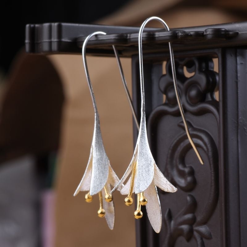 Oorbellen met Bloemen in Zilver