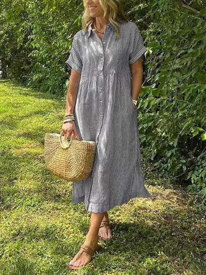 Angela | Gestreepte Maxi-Jurk