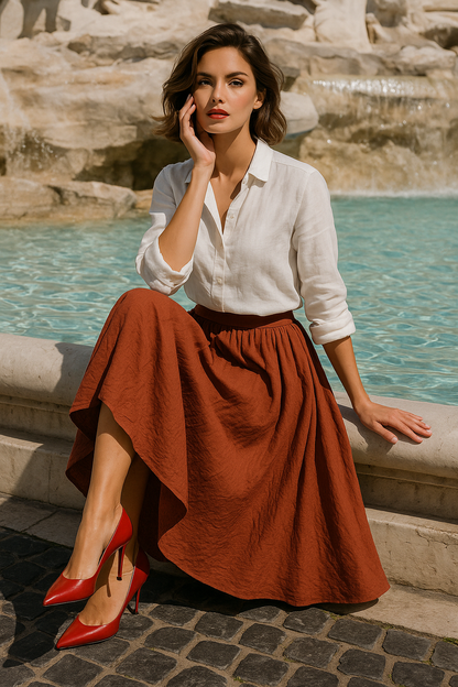 Inessa | Zomerse maxi-rok met linnen