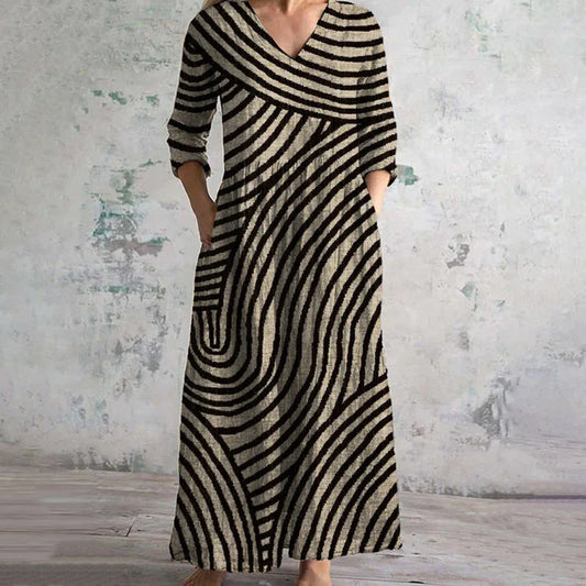 Kyla | Vintage gestreepte maxi-jurk