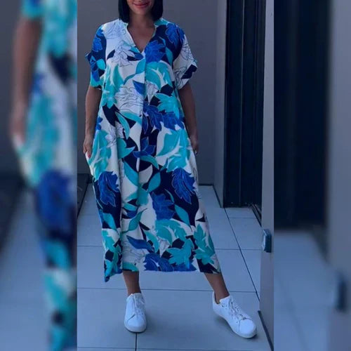 Nia | Relaxte maxi-jurk met artistieke print