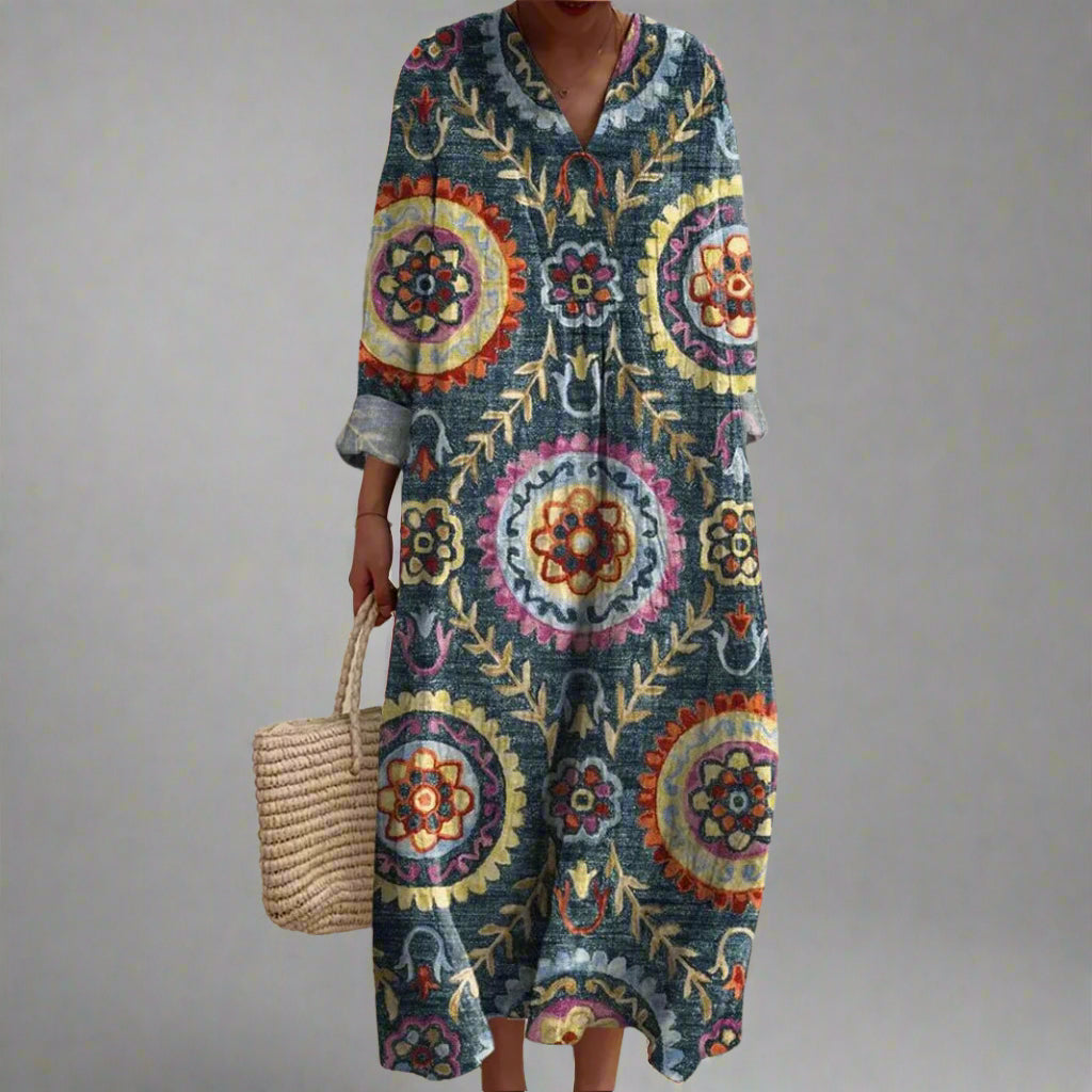 Maxine | Elegante geometrische Maxi Jurk