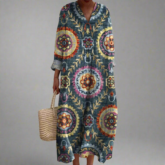 Maxine | Elegante geometrische Maxi Jurk