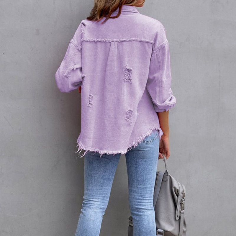 Natalia | Trendy ripped denim jack