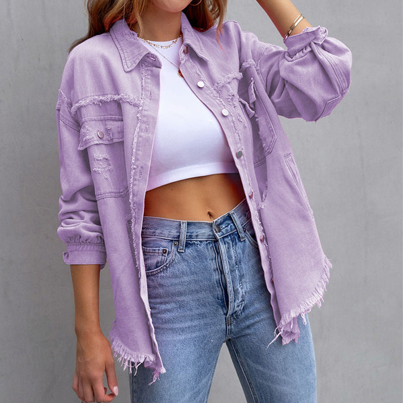 Natalia | Trendy ripped denim jack