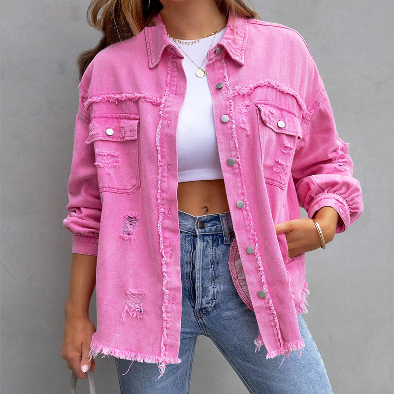 Natalia | Trendy ripped denim jack