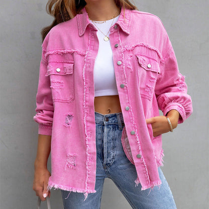 Natalia | Trendy ripped denim jack