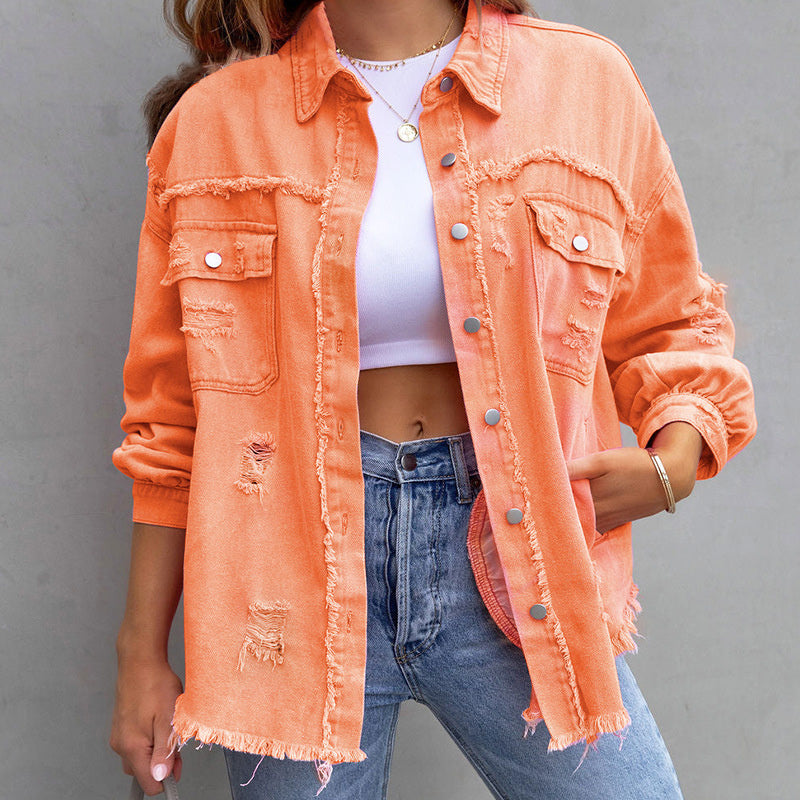 Natalia | Trendy ripped denim jack