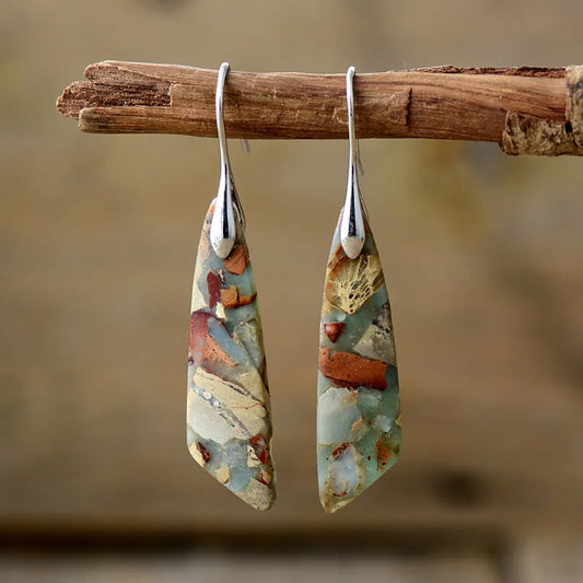 Vintage Oorbellen met Natuurlijke Steen