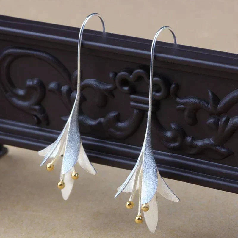 Oorbellen met Bloemen in Zilver