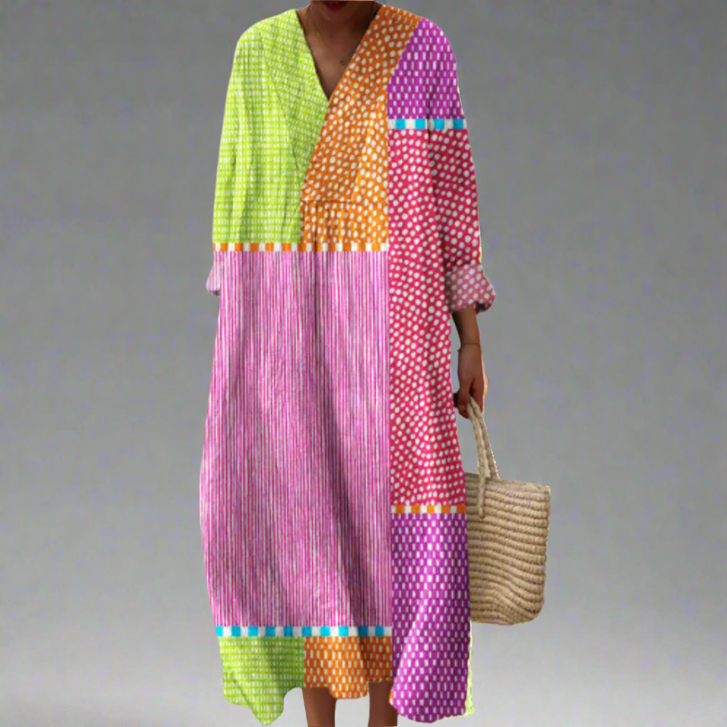 Ruby | Patchwork Polka Maxi Jurk