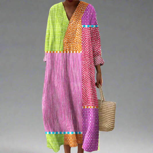 Ruby | Patchwork Polka Maxi Jurk