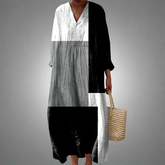 Colette | Abstracte Patchwork Maxi Jurk