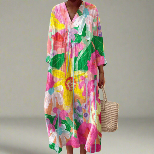 Tilly | Watercolor Bloom Breezy Maxi Jurk
