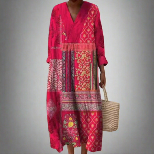 Maisie | Boho Patchwork Lange Maxi Jurk