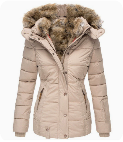 Sabrina | Slim fit winterjas met capuchon en kraag